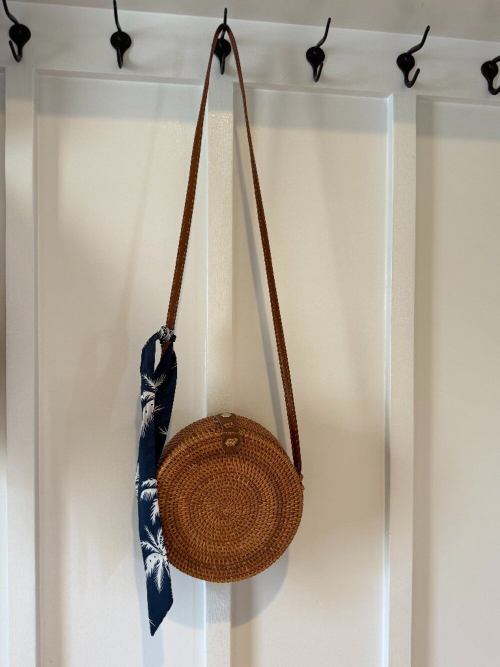 Round Rattan Crossbody Bag Woven Straw Boho Bali Style Summer Beach Purse